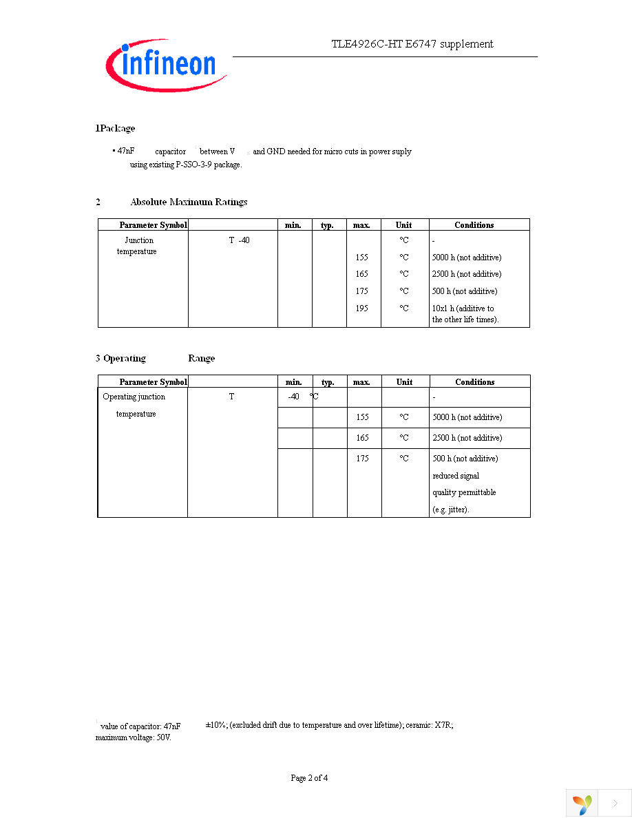 TLE4926C-HT E6747 Page 2